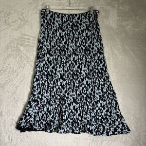Vintage Y2K Ditsy Floral Gauzy Flowy Midi Skirt Women 14 Blue Lined Floral